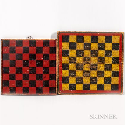 Two Painted Checkers Game Boards