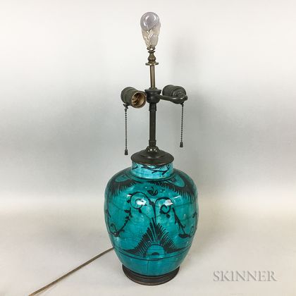 Chinese Turquoise Crackle-glazed Jar