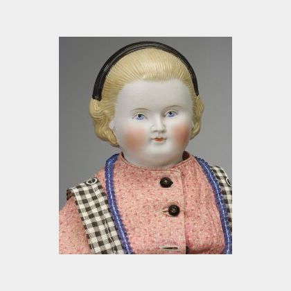Blonde Parian-Type Shoulder Head Doll with &#34;Alice&#34; Band