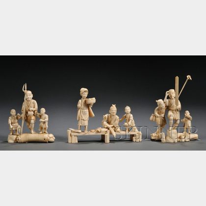 Three Groups of Ivory Carvings