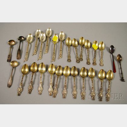 Twenty-eight Assorted Mostly Silver Demitasse Spoons