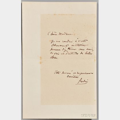 Rodin, Auguste (1840-1917) Autograph Note Signed, undated.