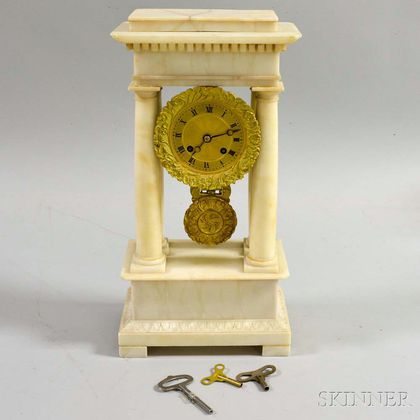 French Neoclassical-style Alabaster Mantel Clock