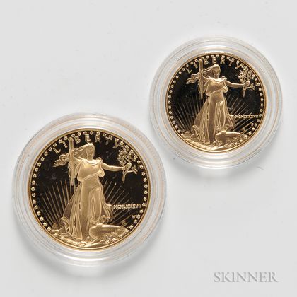 1987 $50 and $25 American Gold Eagle Two-coin Proof Set. Estimate $1,500-1,700