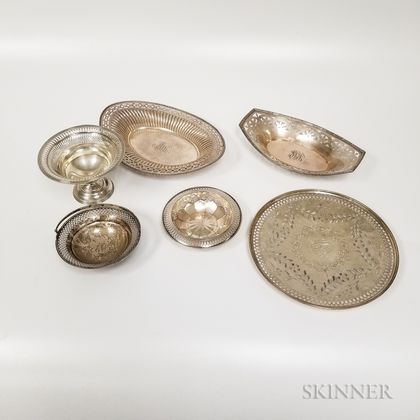 Six Pieces of Sterling Silver Reticulated Tableware