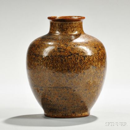 Studio Vase and a Glazed Earthenware Martaban Jar