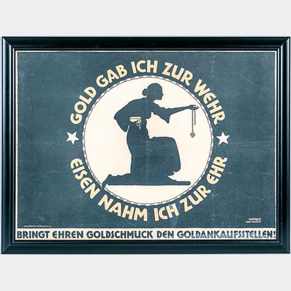 Framed WWI German Gold Gab Ich Zur Wehr Poster