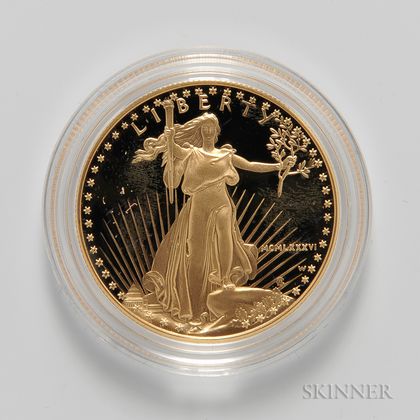1986 $50 American Gold Eagle Proof. Estimate $1,000-2,000