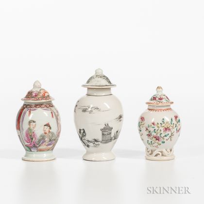 Three Polychrome-decorated Export Porcelain Jars