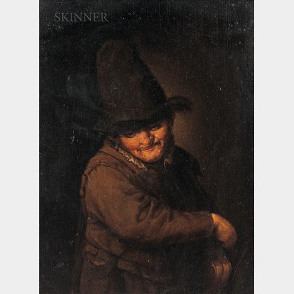School of Adriaen Jansz van Ostade (Dutch, 1610-1685) Figure of a Man in a Tall Hat Holding an Instrument