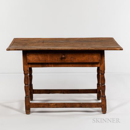 Applewood and Pine Tavern Table with Drawer