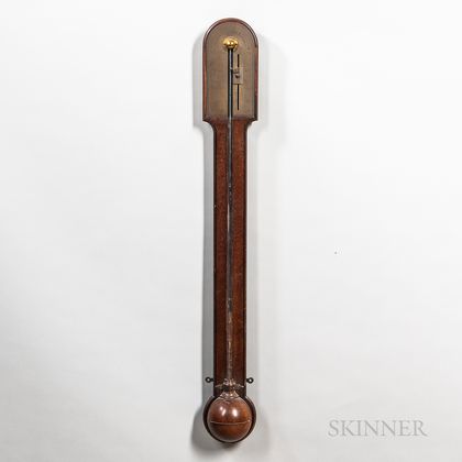 English Brass and Mahogany Stick Barometer