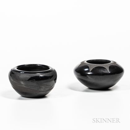 Two Contemporary Black-on-black Santa Clara Bowls