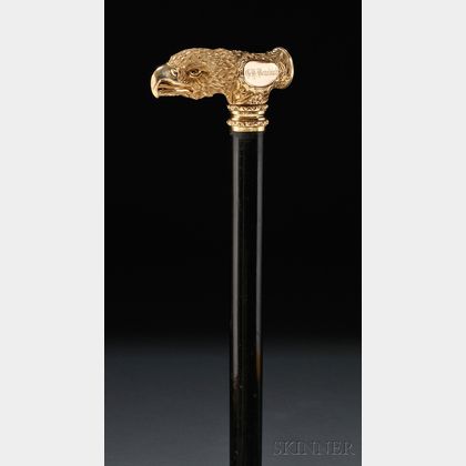 Presentation Cane with Engraved Gold-plated Eagle Head