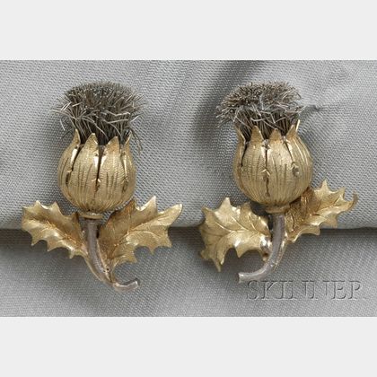 18kt Gold Thistle Earclips, Buccellati