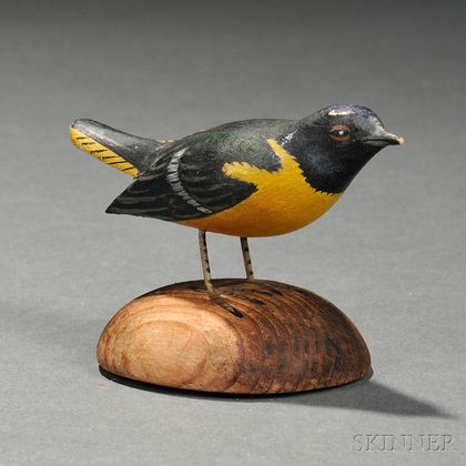 Miniature Carved and Painted Oriole Figure