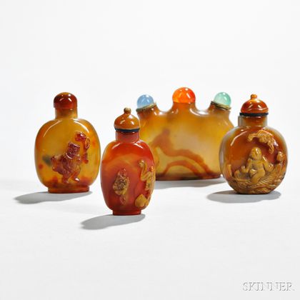 Four Agate Snuff Bottles