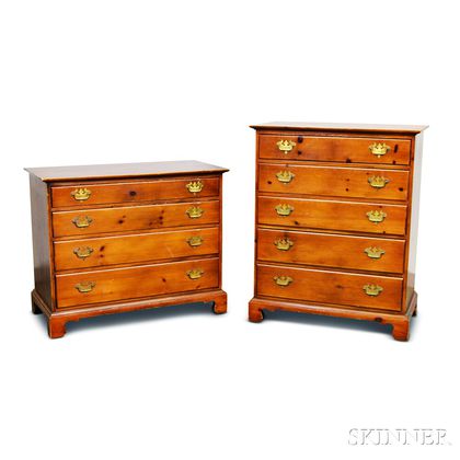 Two Paine Chippendale-style Pine Chests of Drawers