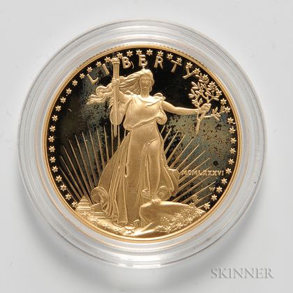 1986 $50 American Gold Eagle Proof. Estimate $1,000-1,200