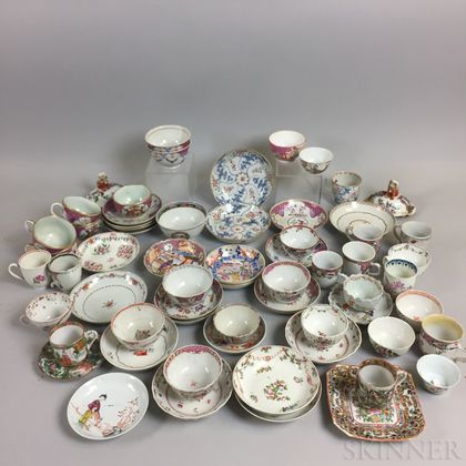Seventy-three Chinese Export Porcelain Teaware Items