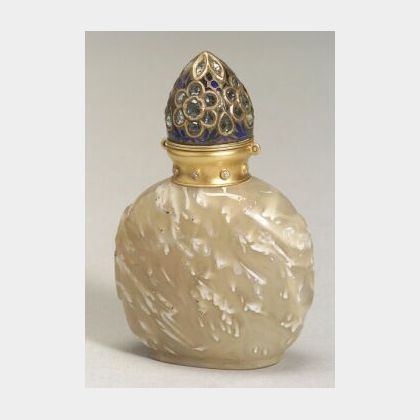 Hardstone, Gold, Diamond-set, Enameled and Jeweled Snuff Bottle