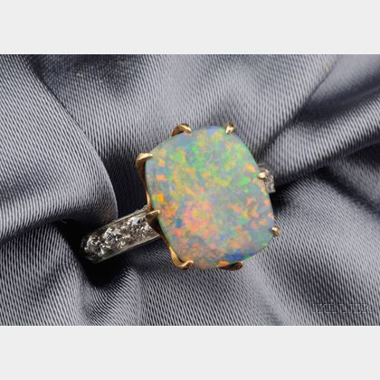 Antique Black Opal and Diamond Ring, Tiffany & Co.