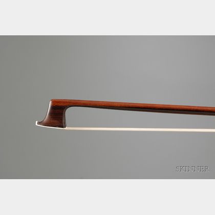 French Nickel Mounted Violin Bow, Peccatte/Maire School, c. 1840