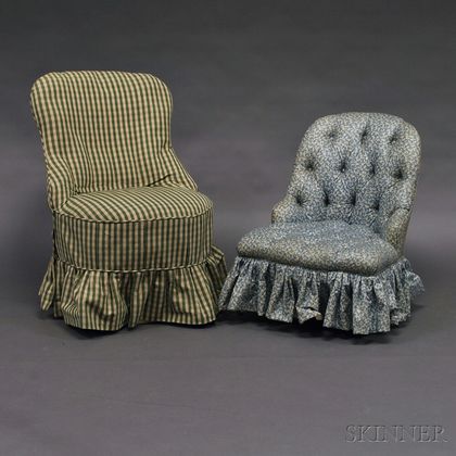 Two Upholstered Boudoir Chairs