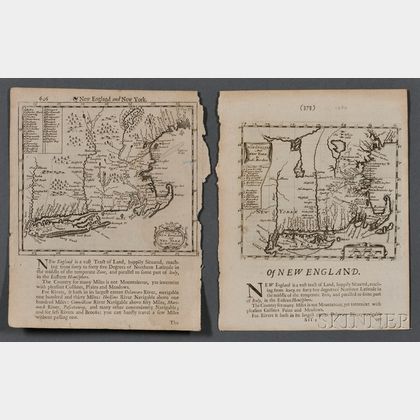 New England. Robert Morden (d. 1703),Two Maps and Associated Text Leaves.