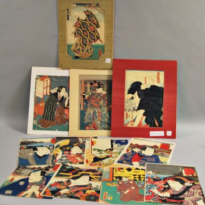 Twelve Toyokuni Kabuki Woodblock Prints