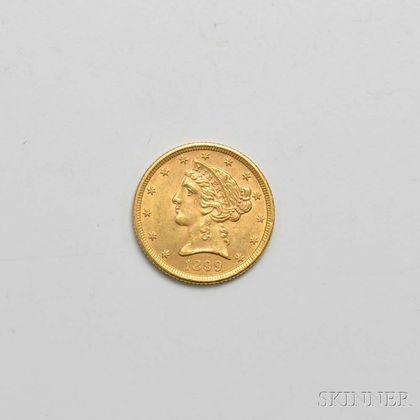 1899 $5 Liberty Head Gold Coin. Estimate $200-400