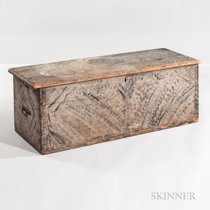 Light Blue- and Gray-painted Dovetailed Six-board Chest