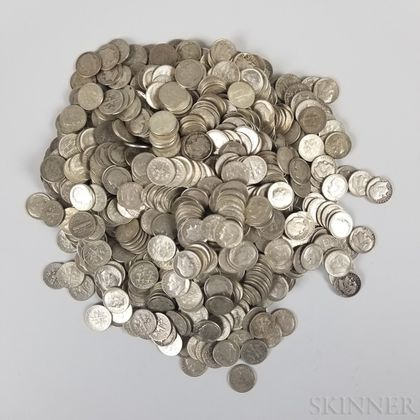 Approximately 788 Silver Roosevelt Dimes. Estimate $600-800
