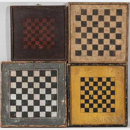 Four American Painted Pine and Maple Game Boards