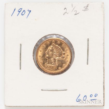 1907 $2.50 Liberty Head Gold Coin. Estimate $200-300