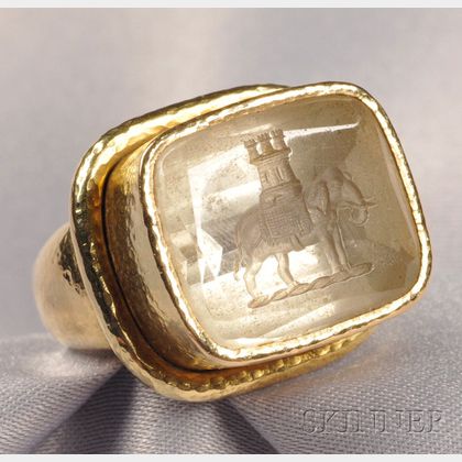 18kt Gold and Rock Crystal Intaglio Ring, Elizabeth Locke