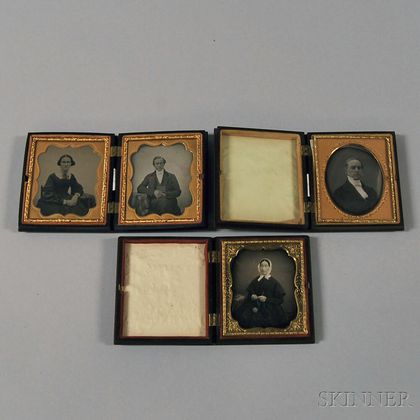 Four Sixth-plate Portraits of Mid-19th Century Men and Women