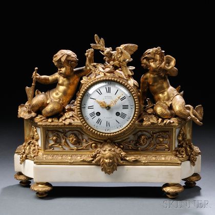 Ormolu and Marble Mantel Clock by Deniere