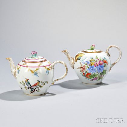 Two Meissen Porcelain Teapots
