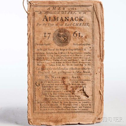 Ames, Nathaniel (1708-1764) Ames 1761. An Astronomical Diary, or an Almanack for the Year of our Lord Christ, 1761.