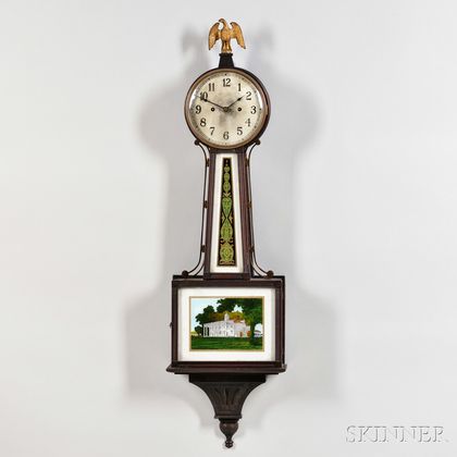 New Haven Thirty-day Mahogany "Banjo" Clock