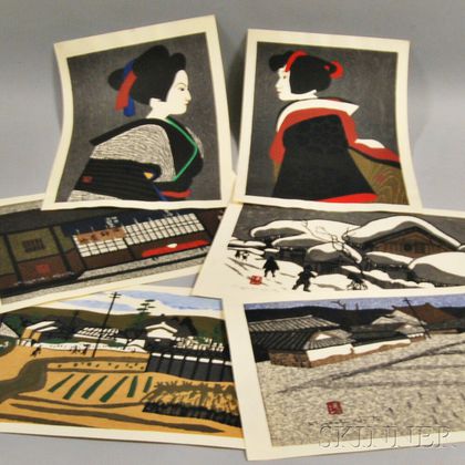 Six Kiyoshi Saito Woodblock Prints