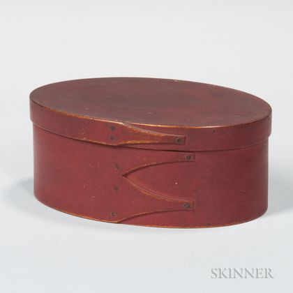 Small Red-painted Oval Shaker Pantry Box