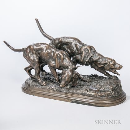 After Isidore Jules Bonheur (French, 1827-1901) Bronze Figure of Two Hounds