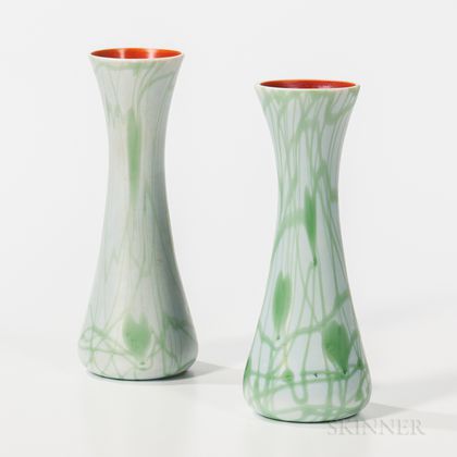 Near Pair of Imperial Art Glass Vases