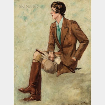 James Montgomery Flagg (American, 1877-1960) Portrait of a Woman in Riding Attire, Said to be Dame Edith Sitwell