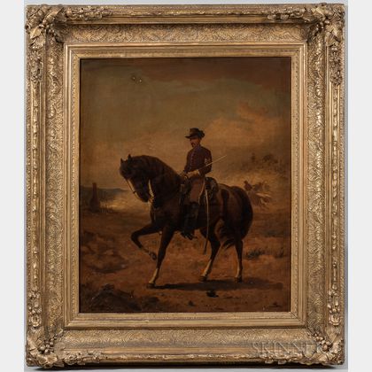 Thomas Buchanan Read (New York/Pennsylvania, 1822-1872) Portrait of a U.S. Cavalry First Sergeant on Horseback