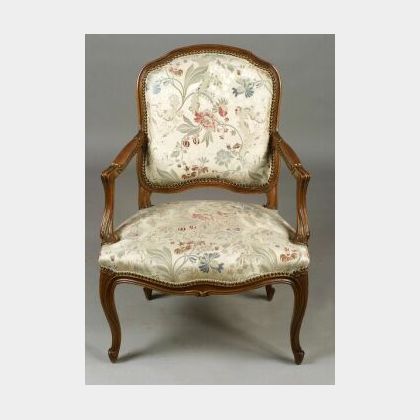Louis XV Style Beechwood Open Armchair
