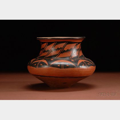 Southwest Black-on-Red Painted Pottery Olla