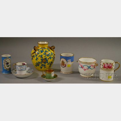Nine Pieces of English and European Decorated Porcelain Tableware